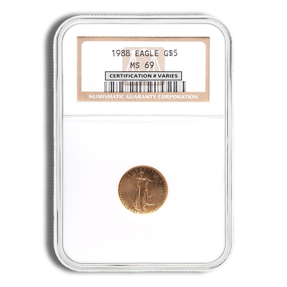 1988 1/10 oz Gold Eagle $5 NGC MS69